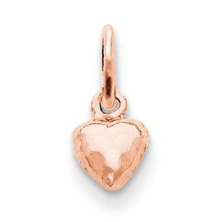 14k Rose gold Rose Gold Solid Polished 3 Dimensional Small Heart Charm: Jewelry