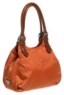 Prada Women's Nylon Handbag with Leather Handles, Mandarino: Clothing