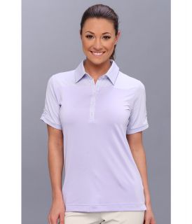 adidas Golf Microstripe Block Polo 14 Womens Short Sleeve Pullover (Blue)