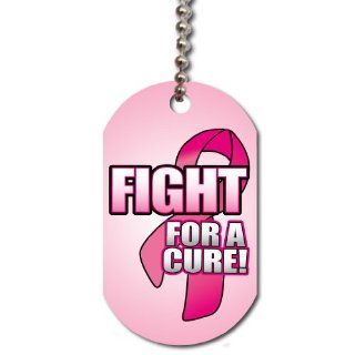 Fight for a Cure Breast Cancer Awareness Dog Tag   Support Breast Cancer Awareness Today  Sports Fan Jewelry  Sports & Outdoors