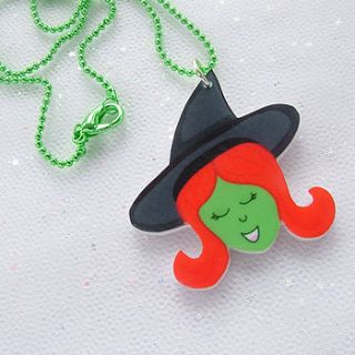 witch halloween acrylic necklace by hoobynoo world
