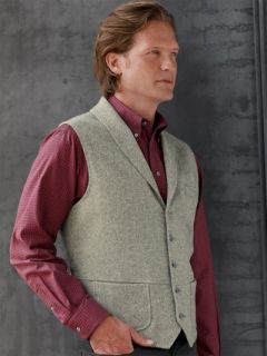Paul Fredrick Mens 100% Wool Herringbone Shawl Collar Vest