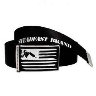 Steadfast Brand Tattoo Machine Flag Brushed Metal Black and Silver Buckle & Belt Clothing