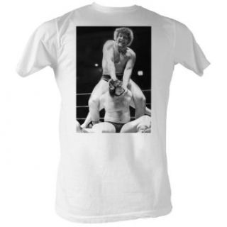 Andre the Giant   Black & White Men's Wrestling T Shirt, (White, 2XL): Clothing