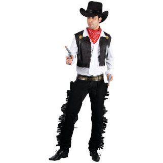 Wicked Wild West Cowboy Mens Fancy Dress Costume Adults Rodeo (Men: Medium, Black): Toys & Games