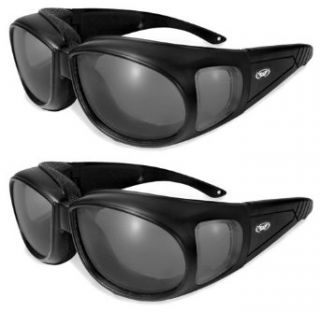 Two (2) Motorcycle Safety Sunglasses Fits Over Rx Glasses Smoke Meets ANSI Z87.1 Standards For Safety Glasses Has Soft Airy Foam Padding: Clothing