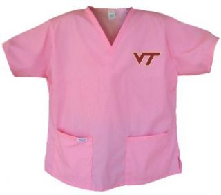 Virginia Tech Pink Scrubs Tops SHIRT Hokies Ladies: Clothing