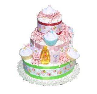 3 Tier Sweet Shop Cupcake Baby Shower Diaper Cake : Baby Diapering Gift Sets : Baby