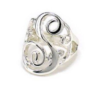 Silvertone Initial Letter S Stretch Ring: Jewelry