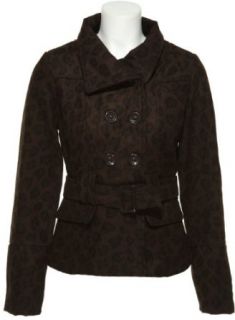 DOLLHOUSE Belted Leopard Print Wool Blend Jacket [6775F], BROWN LEOPARD, SMALL Wool Outerwear Coats