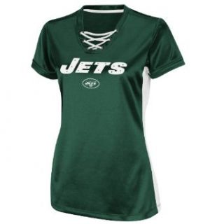 NFL Women's New York Jets Draft Me IV Short Sleeve V Neck Synthetic Tee (Dark Green/White, X Large) : Sports Fan T Shirts : Clothing