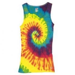 Tie Dye T shirt   Tank Top   100% Cotton   Reactive Rainbow (Adult X Large) Clothing