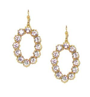 Catherine Popesco 14K Gold Plated Oval Dangle Earrings with Crystal Clear Swarovski Crystals: Jewelry