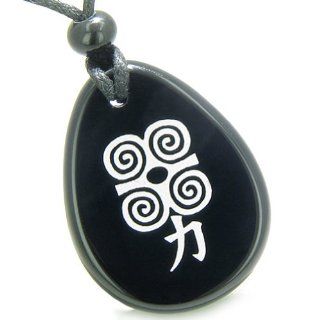 Amulet Supernatural Energy Power Magic Kanji Spiritual Control Black Onyx Wish Totem Gemstone Pendant Necklace: Best Amulets: Jewelry