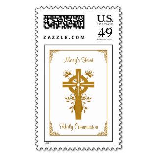 Communion Golden Floral Cross Stamp