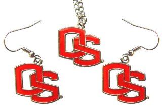 NCAA Oregon State Beavers Sports Collegiate Team Logo Necklace and Dangle Earring Charm Set : Sports Fan Earrings : Sports & Outdoors