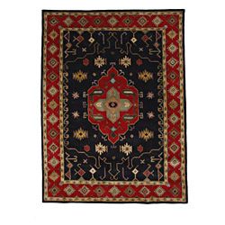 Hand tufted Tempest Black/red Geometric Area Rug (8 X 11)