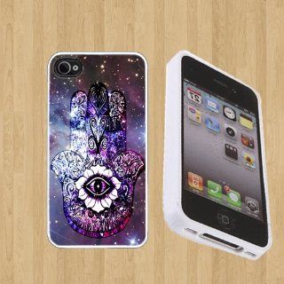 Evil eye hamsa colorful4 nebula space Custom Case/Cover FOR Apple iPhone 4 / 4s** WHITE** Rubber Case ( Ship From CA ): Cell Phones & Accessories