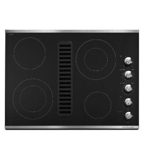 KitchenAid KECD807XSS Architect II 30" Stainless Steel Electric Smoothtop Cooktop   Downdraft: Appliances