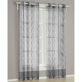 'Barcelona' Charcoal 84 inch Curtain Panel Pair Sheer Curtains