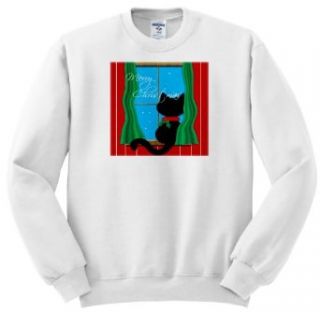Charlyn Woodruff   CW Designs Holidays   Christmas   Merry Christmas   Cute Black Cat in Snowy Window   Sweatshirts Clothing