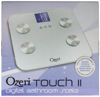 Ozeri Touch 440 lb Digital Bath Scale   Measures Weight, Body Fat, Hydration, Muscle & Bone Mass w Auto Recognition for 8 Users: Health & Personal Care