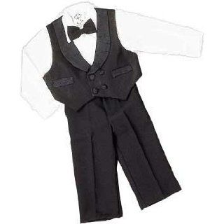 Boys "Mini" Tuxedo Slacks Set Satin trim Vest, Bowtie, Infants & Toddlers: Clothing