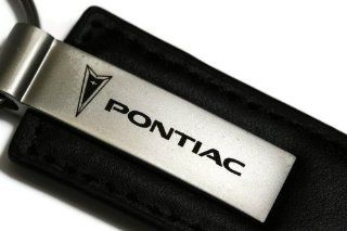 Pontiac Black Leather Key Fob Authentic Logo Key Chain Key Ring Keychain Lanyard: Automotive
