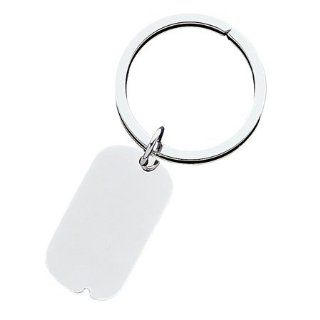 925 Sterling Silver Solid Dog Tag Engraveable Key Ring: Jewelry