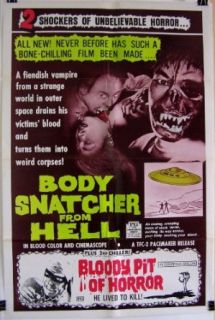 1970's Body Snatcher from Hell/Bloody Pit of Horror Original 27 x 41" Movie Poster Grindhouse Double Feature: Entertainment Collectibles