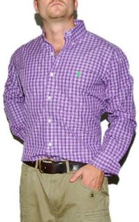 Polo Ralph Lauren Mens Dress Shirt Plaid Purple Large: Clothing
