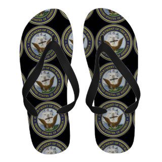 Navy Emblem Flip Flops