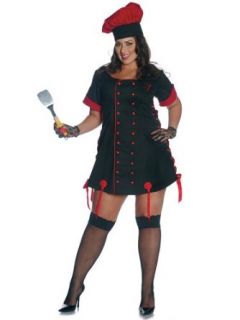 Plus Size Black Chef Costume Chefs Uniform Womens Sexy Career Theatre Costumes: Adult Sized Costumes: Clothing
