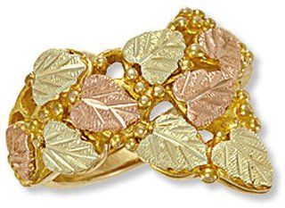 Landstroms Ladies Black Hills Gold Ring with Leaf and Grape Clusters   D2020: Bands: Jewelry