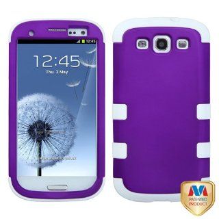 Hard Plastic Snap on Cover Fits Samsung i747 L710 T999 i535 R530 i9300 Galaxy S III Rubberized Grape/Solid White TUFF Hybrid AT&T: Cell Phones & Accessories