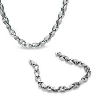 0mm Chain Necklace and Bracelet Set in Stainless Steel   24   Zales
