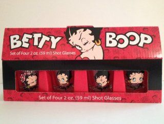 Betty Boop ** Set of 4 / 1 Oz Shot Glasses ** Betty Boop & Saying: Kitchen & Dining