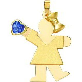14K Gold The Kids December CZ Birthstone Girl Charm: Clasp Style Charms: Jewelry
