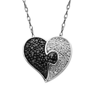 CT. T.W. Enhanced Black and White Diamond Puzzle Heart Pendant in