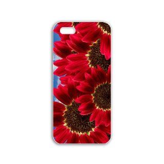 Diy Iphone 5/5S Flowers Series pure red sunflowers wide Flowers Black Case of Fall Cute Cellphone Skin For Guays: Cell Phones & Accessories
