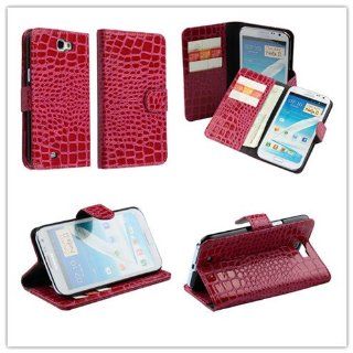 Rose Red Alligator Pattern Faux Leather Case Cover for Samsung Galaxy Note 2 II N7100: Cell Phones & Accessories