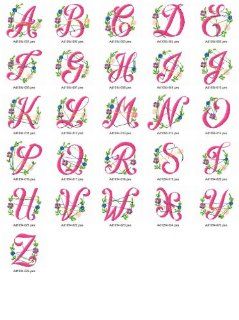 Pink Flower, Font, Alphabet, Monogram, Machine Embroidery Design for Brother Sewing Machine Personalised Embroidered Gifts, Baby & Child, Scruffy Little Cat for Gorjuss Gifts and Baby Clothing Bedsheet Pillows Pans #130010