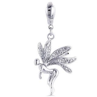 Sterling Silver Diamond Accented Tinker Bell Charm Tinker Bell Charm: Clasp Style Charms: Jewelry