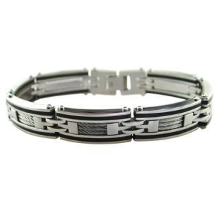 steel bracelet with black rubber and cable inlay orig $ 59 00 now $ 50