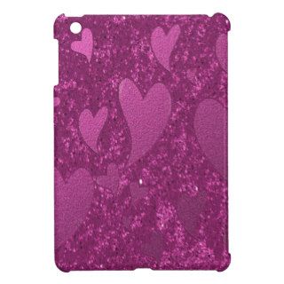 Faux glitter graphic art with pressed hearts iPad mini cases