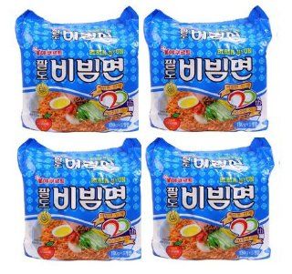 BIBIM MEN Oriental Style Noodle, Spicy Cold(Mi Kho Dai Han) Multi Package(5 packs) X 4 : Ramen Noodles : Grocery & Gourmet Food