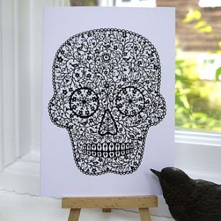 sugar skull greetings card by folk art papercuts by suzy taylor