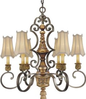 Metropolitan N6006 476 Six Light 31" Diameter Chandelier from the Habana Nights Collection, Habana Night with Gold Leaf    