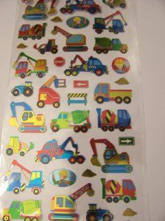 Laser Sticker Strips ~ Vibrant Construction Vehicles (50 Stickers): Toys & Games