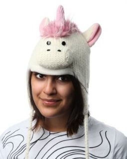 DeLux Unicorn White Wool Pilot Animal Cap/Hat   Limited Edition: Clothing